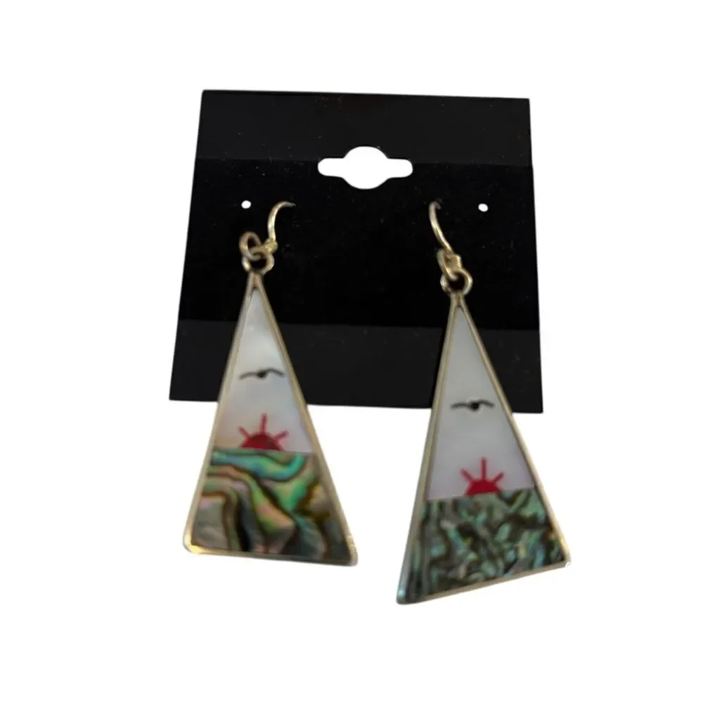 Unique & Artsy Made in Mexico Silver, MOP & Abalone Earrings.